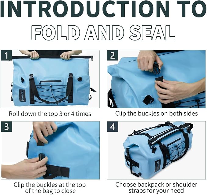 80L Dry Bag Large Waterproof Bag Roll-Top Heavy Duty Fishing Duffel Bag with Durable Straps & Handles for Kayaking Paddle boarding Boating Rafting Fishing