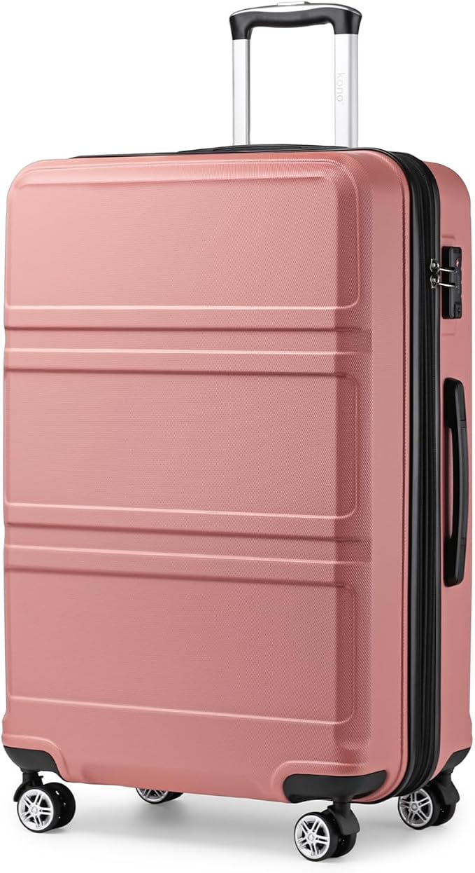 Kono 28 Inch Luggage Expandable Suitcase with Spinner Wheels TSA Lock Lightweight PC+ABS Hardside Large Checked Luggage Durable Rolling Suitcase Nude/Rose Pink