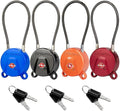 Forge TSA Approved Luggage Locks Ultra-Secure Dimple Key Travel Cable Locks with Zinc Alloy Body- 4 Locks, Black, Blue, red, Green.