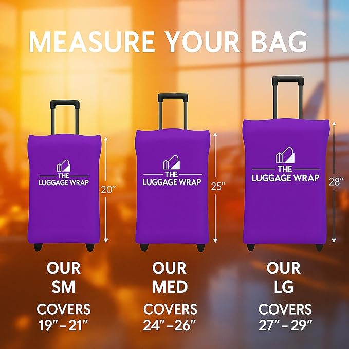 Medium Purposeful Purple Water-Resistant Luggage Covers for Suitcase TSA Approved for 24"-26" - Durable Patented Design Suitcase Covers for Luggage, Fundas para Maletas, Travel Accessories
