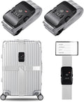 Veki Cross Luggage Straps Set TSA Approved with Lock Adjustable Travel Suitcase Belts Suitcase Tags with Name ID Card Packing Straps for Suitcases Strap Travel Accessories (Silver Gray*2pcs)
