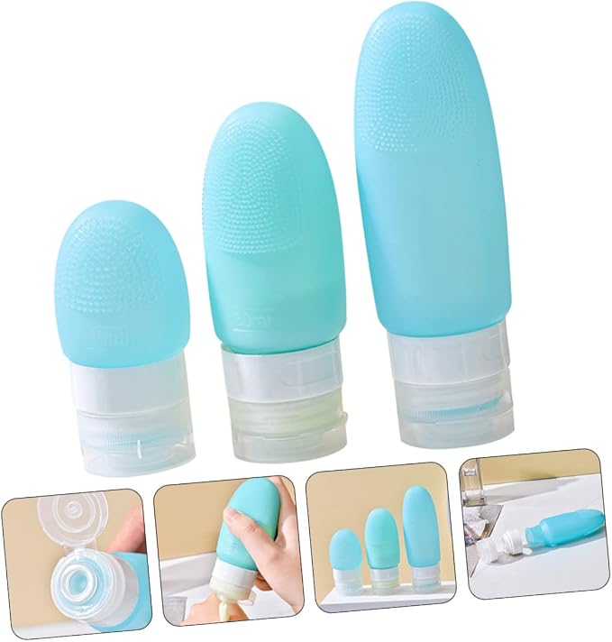 DOITOOL 9pcs Silicone Travel Bottles Set for Toiletries Squeeze Containers for Shampoo Lotion and Liquid Soap Portable and Refillable Travel Accessories