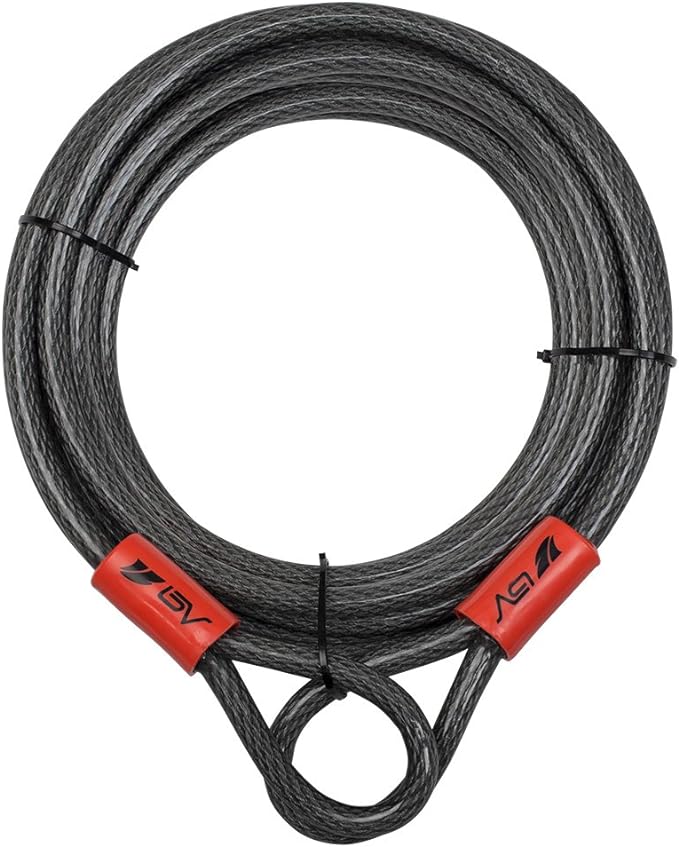 BV Heavy-Duty 30FT Security Cable with Loops - 10mm (3/8 Inch) Cut-Resistant Braided Steel Cable - Versatile & Weatherproof - Security Chain for Padlock, Chain Lock, Wire Lock