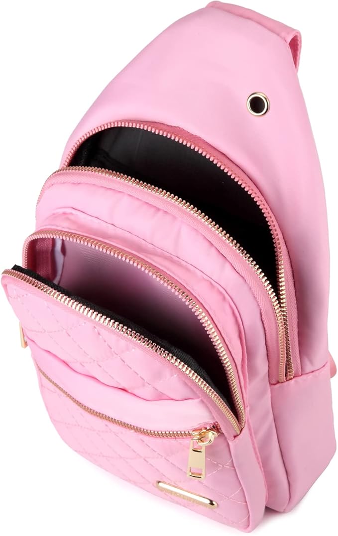 AOSTIHOT Crossbody Small Sling Backpack Sling Bag for Women, Chest Bag Daypack Crossbody for Travel Sport Running Hiking Pink