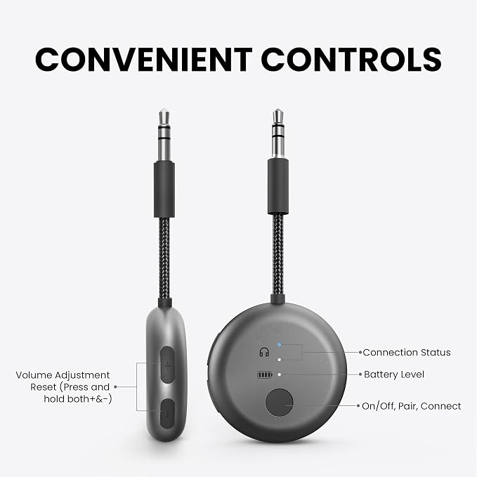 Avantree SoundJet R1 – 25Hr Airplane Bluetooth Adapter for All AirPods | Qualcomm Chipset & aptX Adaptive, Wireless Audio Transmitter for Flight Travel, Works with Bose & Other Headphones