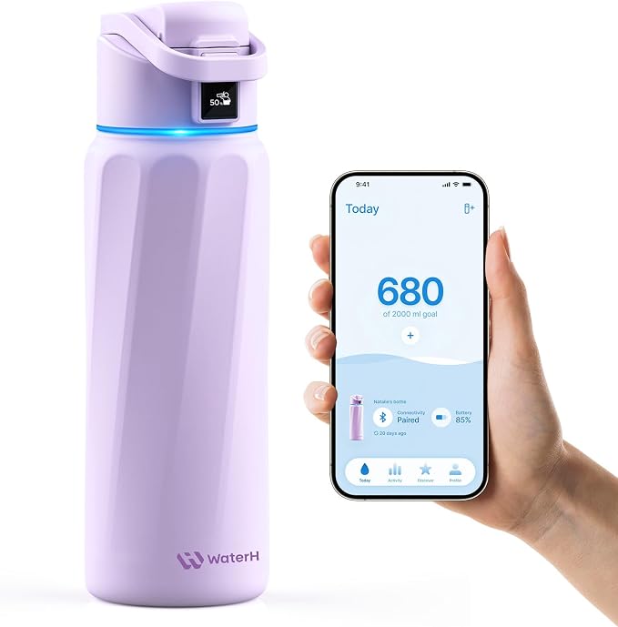 BOOST Smart Water Bottle with Reminder & Tracker, Double Wall Vacuum Insulated Bottles Stainless Steel, 32oz BPA-Free Wide Mouth for School, Gym, Office, Ideal for Father's Day