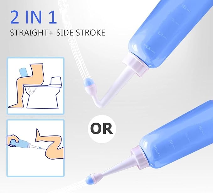 Portable Bidet for Travel-350ml Bottle with Adjustable Nozzle (Angled & Straight), Gentle Portable Cleansing