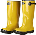 Yellow Slush Boots with Black Ribbed Sole, Cotton Lined, 17-Inch Length, Over-The-Shoe Style