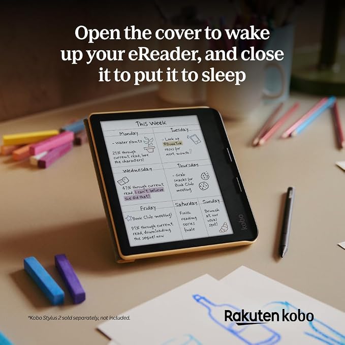 Kobo Libra Colour SleepCover Case | Dusk Blue | Sleep/Wake Technology | Built-in 2-Way Stand | Vegan Leather | Compatible with 7” Kobo Libra Colour eReader