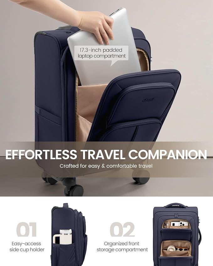 LOVEVOOK Medium Checked Luggage, 24 Inch Softside Suitcases with Spinner Wheels, Lightweight Suitcase with TSA Lock for Women Men, Large Luggage for Travel Business Trip