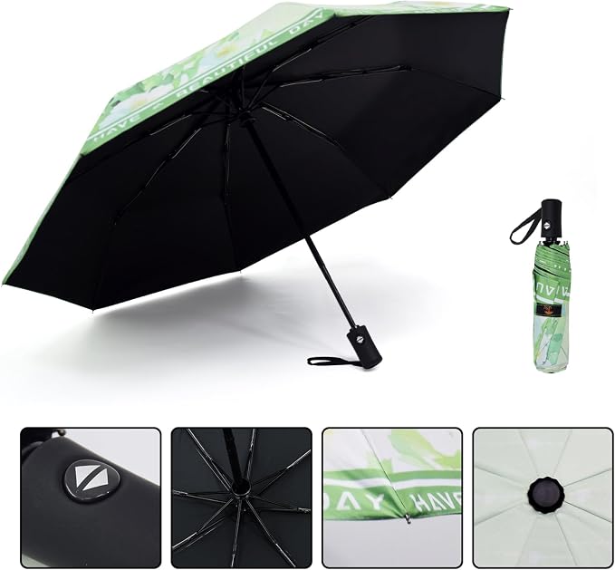 SY COMPACT Travel Umbrella - Windproof Automatic Compact Umbrella for Rain, Lightest 8-Rib, Small, Strong & Portable, Durable Grip, Fits Backpack & Car, Factory Direct (UV Available)