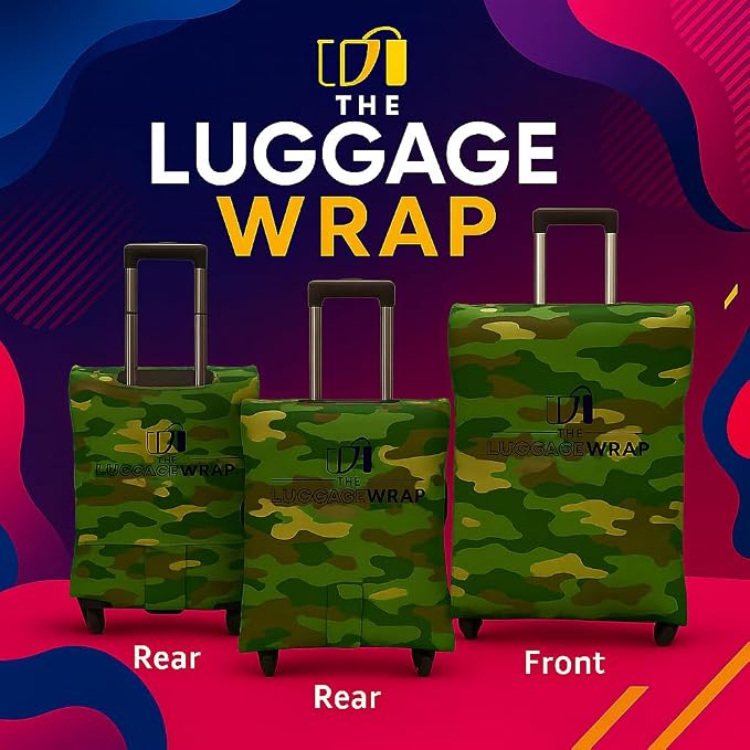 Small Confident Camouflage Water-Resistant Luggage Covers for Suitcase TSA Approved for 19"-21" - Durable Patented Design Suitcase Covers for Luggage, Fundas para Maletas, Travel Accessories
