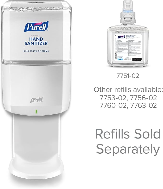 PURELL ES8 Automatic Hand Sanitizer Dispenser with Energy-on-the-Refill, White, for 1200 mL PURELL ES8 Hand Sanitizer Refills (Pack of 1) - 7720-01