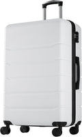 Sweetcrispy 28 Inch Checked Luggage, ABS Lightweight Rolling Hard Shell Suitcase with Smooth Spinner Wheels, Built-in TSA Lock, Durable Travel Suitcase for Business and Vacation Trip, White