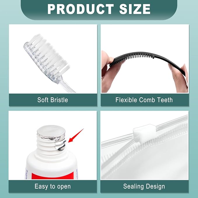 20 Sets Personal Hygiene Kit Bulk, Disposable Toothbrushes with Toothpaste Floss Comb Soap Cover Shampoo Body Wash and Vanity Kit, Toiletry Kits Homeless Supplies Bulk for Women,Men,Travel,Homeless