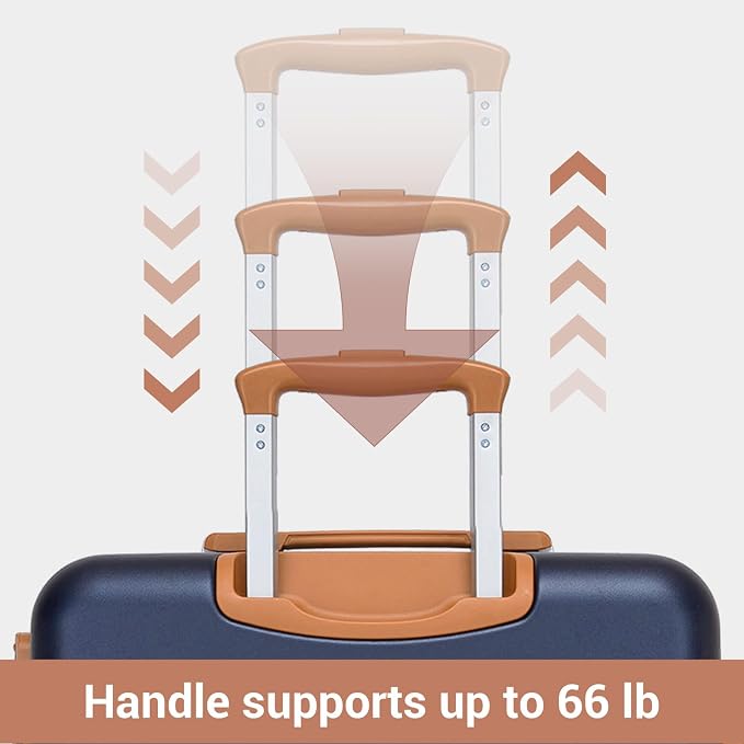 Kono 28 Inch Large Suitcase, Expandable for Long Trips, Impact-Resistant ABS+PC & Silent Wheels, Navy