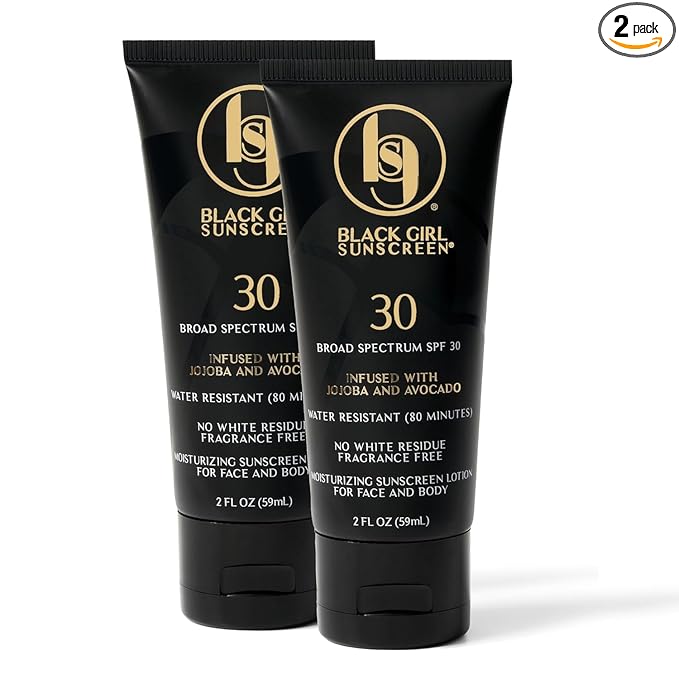 Black Girl Sunscreen SPF 30 for the Face & Body - Moisturizing Sun Protection, SPF 30, Sun Lotion for Women, Ultra Sheer, Travel Size, No White Cast for Melanin Rich Skin - 2 fl oz, 2 Pack