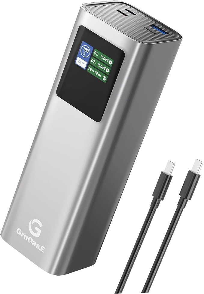 27000mAh Power Bank, 140W Laptop Portable Charger with PD 3.1 Fast Charging, Smart Sisplay, 99Wh Battery Bank for MacBook Pro/Air, iPad Pro, iPhone17/16 Series, Samsung and More(Silver Gray)