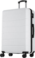 Sweetcrispy 20 Inch Carry On Luggage, Lightweight ABS Rolling Hard Shell Suitcase with Quiet Spinner Wheels, Built-in TSA Lock, Portable Travel Suitcase for Business Trip & Vacation Use, White