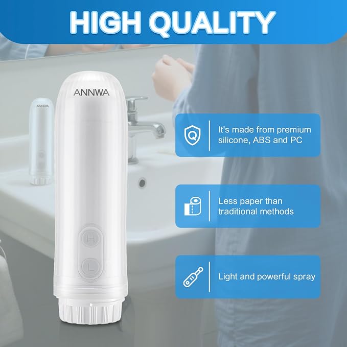 Portable Bidet for Travel 140mL Nozzle 180° Adjustment IPX6 Electric Handheld Bidet for Personal Hygiene Cleaning, Baby Wash, Postnatal Care, Perineal & Hemorrhoid Treatment(AM-US-NHJ001E)