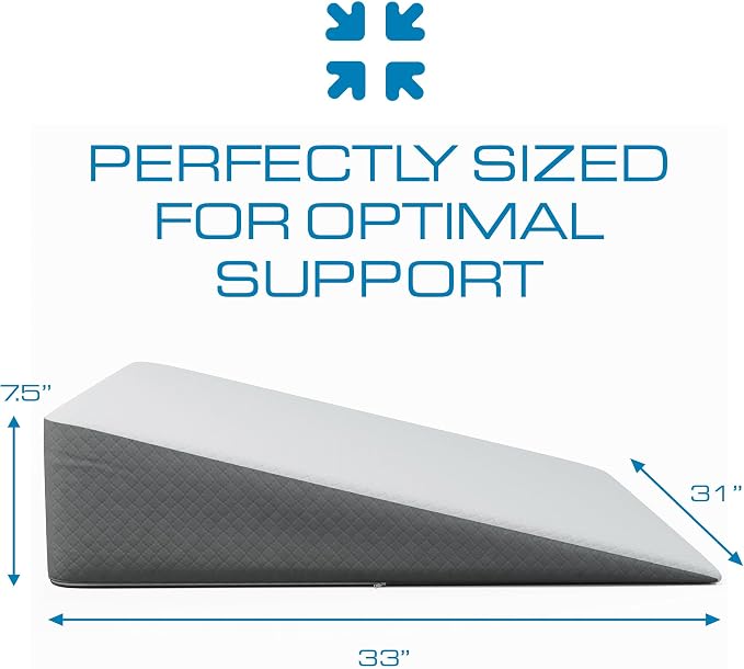 Kolbs Bed Wedge Pillow for Sleep Apnea, FSA Eligible Acid Reflux, and Back Pain Relief, with Chic Jacquard Cover - Headboard Wedges for Sleeping (Extra Wide 7.5" Height)