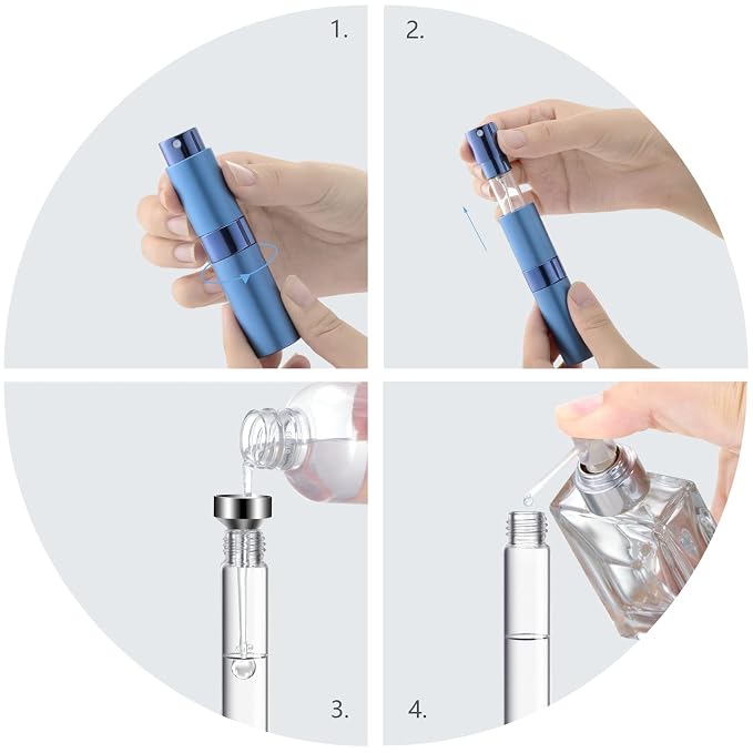 Lil Ray 8ml Portable Mini Perfume Atomizer(7 PCS) Refilable Empty Small Spray Bottle with Lifting Nozzle for Travel, Pocket Cologne Sprayer (7 Colors)
