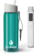 Survimate 5-Stage 0.01μm Ultra-Filtration Filtered Water Bottle, BPA-Free Material, NSF/ANSI 42 Certified, Portable Water Filter Bottle for Survival, Camping, Hiking, and Emergency Use