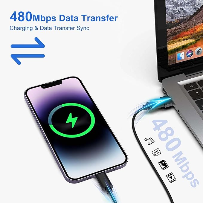 Multi USB Charging Adapter Cable & Conversion Set, USB A to Type C & Lightning Adapter, 60W Fast Charging & Data Transfer Cable