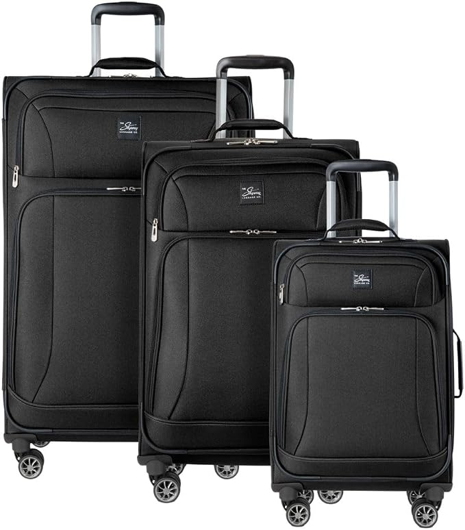 Skyway Epic Softside 3-Piece Luggage Set - Lightweight Suitcase with Wheels | TSA Approved Travel Bag | Spinner Suitcase | Luggage Set with Telescoping Handle, 20", 24" & 28", Black