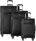 Skyway Epic Softside 3-Piece Luggage Set - Lightweight Suitcase with Wheels | TSA Approved Travel Bag | Spinner Suitcase | Luggage Set with Telescoping Handle, 20", 24" & 28", Black