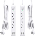 2 Pack Power Strip, 5FT Extension Cord, Surge Protector with 6 Outlets and 4 USB Ports (2 USB C), Flat Plug Overload Protection, Extension Cord with Multiple Outlets, Wall Mount for Home Dorm College