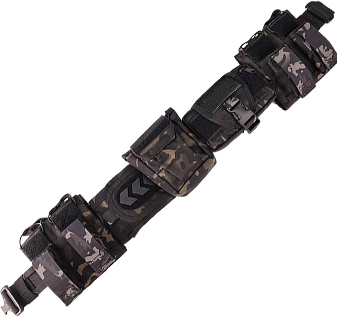 YAKEDA Tactical Battle Belts for Men- Quick Release Trigger Airsoft Belt Heavy Duty Belts with Pouches 7 PCS