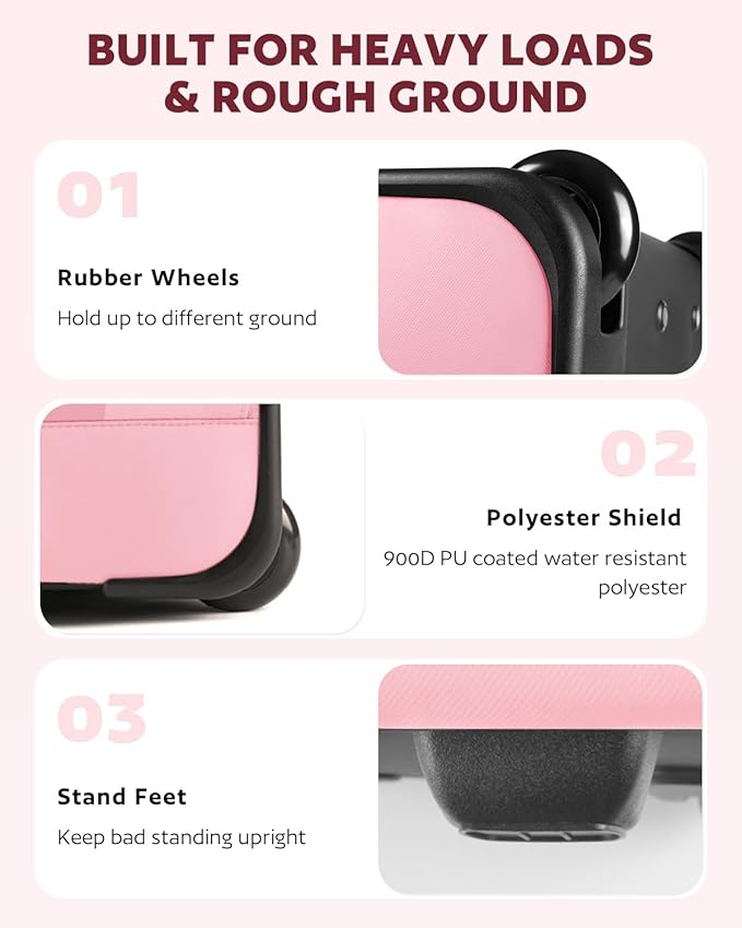 Arcoyard Rolling Backpack Carry On Luggage For Adults With Wheels, 40L Wheeled Backpack For Women, Travel Roller Backpack, Rolling Bag, Pink