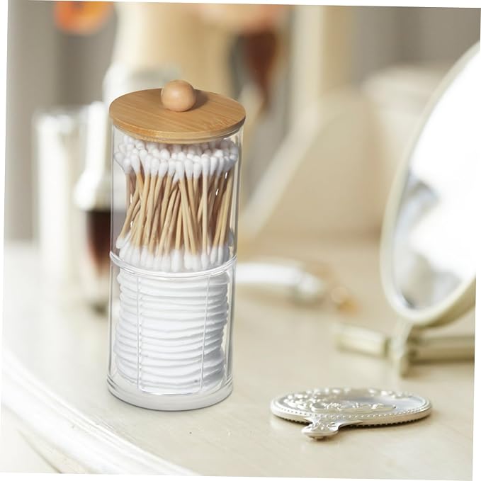 Cotton Puff Organizer Lid Portable Cotton Pads Storage Box for Makeup Removal and Swabs Stackable Clean Design for Bathroom and Vanity Use