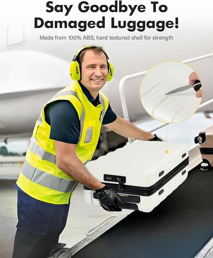 Lekesky 18 Inch Expandable Carry On Luggage Airline Approved, Hard Shell Suitcase with TSA Lock, Lightweight Spinner Wheels for Travel Weekend Trips Men Women, Beige