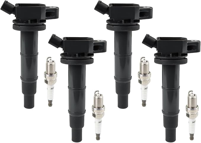 4PCS UF333 Ignition Coils + 4PCS Iridium Spark Plugs Ignition Coils Pack Fits for 2010-2012 HS250h, 2005-2010 tC, 2002-2011 Camry 2.0L 2.4L, Coil Pack Set Aftermarket Parts