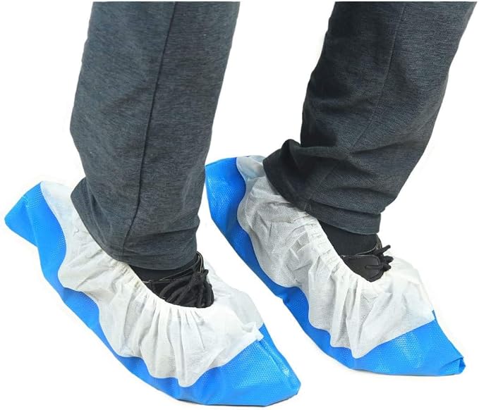Case of 500 Disposable Waterproof Shoe Covers Non Slip for Indoor One Size Fits All Up to XL