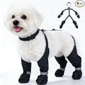 S Black Stay-On Suspender Dog Boots | Anti-Slip Waterproof | Adjustable Dog Shoes Paw Protector for Small/Medium Dogs Outdoor Walking Hiking Hot Pavement Winter Snow