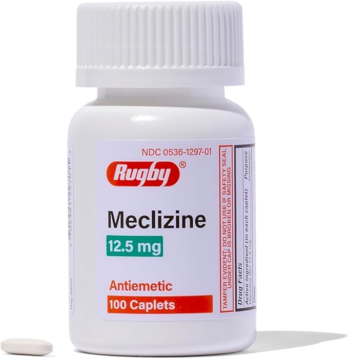 Rugby Meclizine 12.5mg Caplets - Antiemetic Motion Sickness Symptom Relief - 100 Count (1 Pack)