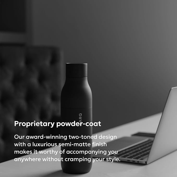 LARQ Twist Top — Reusable Insulated Stainless Steel Water Bottle, Metal Water Bottle for Men, Women, Kids, 100% Leakproof, BPA Free, No Straw — Travel, Gym, Office, School — 25 oz, Obsidian Black