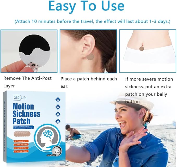 369 Life Motion Sickness Patches, Sea Sickness Patch for Cruise - Adults and Kids ((10 Count - Pack of 1))