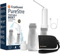 ( 400ml ) PureStream Portable Bidet for Travel – USB-C Rechargeable Handheld Sprayer with Bottle Adapter, 180° Foldable Nozzle, Adjustable Pressure Modes, Waterproof, for Men and Women (White)
