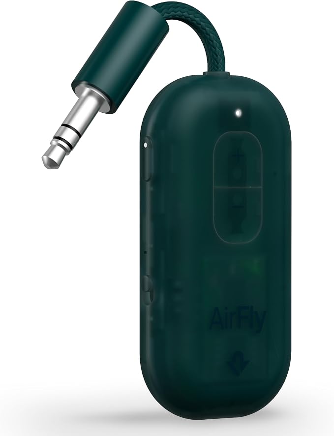 AirFly Pro 2 – Bluetooth Adapter for Airplane, Pair 2 AirPods or Wireless Headphones – 3.5mm AUX Bluetooth Transmitter for Cars, Boats, Treadmills, TVs– Airplane Travel Essentials, Teal Ice