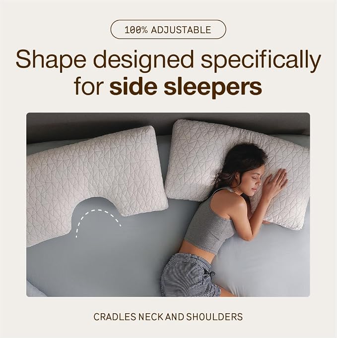 Coop Home Goods Original Cut-Out Adjustable Pillow, Queen Size Bed Pillows for Neck & Head Support, 18 x 28 “ Memory Foam Pillows - Medium Firm for Side Sleeper, CertiPUR-US/GREENGUARD Gold