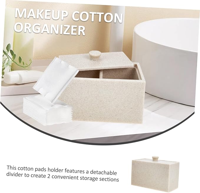 WOONEKY Compartment Cotton Pad Storage Box Detachable Divider for Hair Accessories and Makeup Applicators Compact Organizer for Cotton Swabs and Pads for Bathroom and Vanity Use