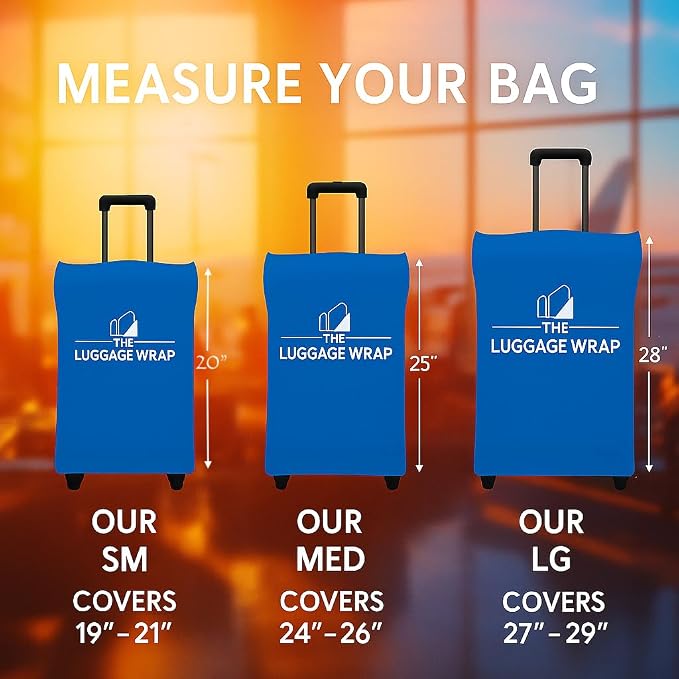 Medium Breezy Blue Water-Resistant Luggage Covers for Suitcase TSA Approved for 24"-26" - Durable Patented Design Suitcase Covers for Luggage, Fundas para Maletas, Travel Accessories