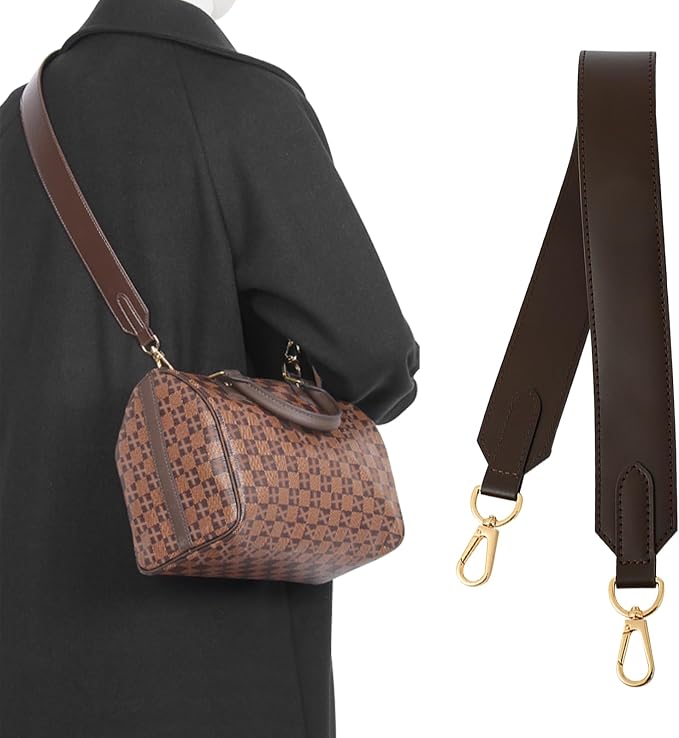 jiesinlov Vachetta Leather Straps Replacement Bag Shoulder Strap for Neverful Tote Handbag(W1.5in,L35.4in-Coffee)
