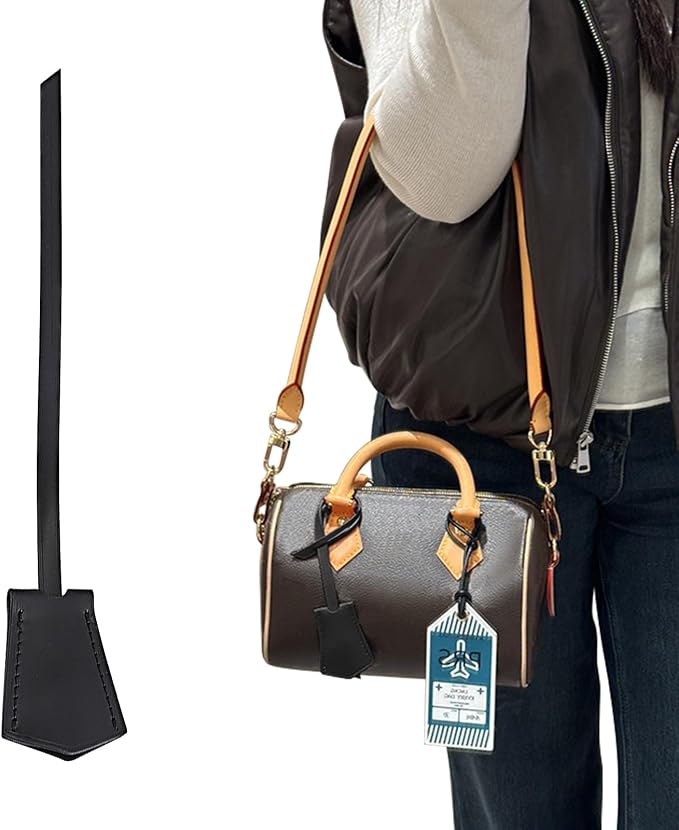Genuine Leather Bag Decorative Hang Tag for Speedy 25 30 35,Luggage Tag, Suitcase Tag(TAG-Black)
