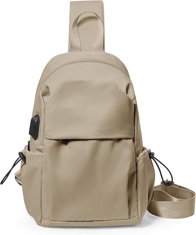 SEAFEW Brown Sling Crossbody Bag for Men Women, Tactical Backpack Shoulder Daypack Mini Anti-Theft Cross Body Motorcycle Chest Bags, Small One Strap Fanny Back Pack for Casual Travel Hiking Sport Gym