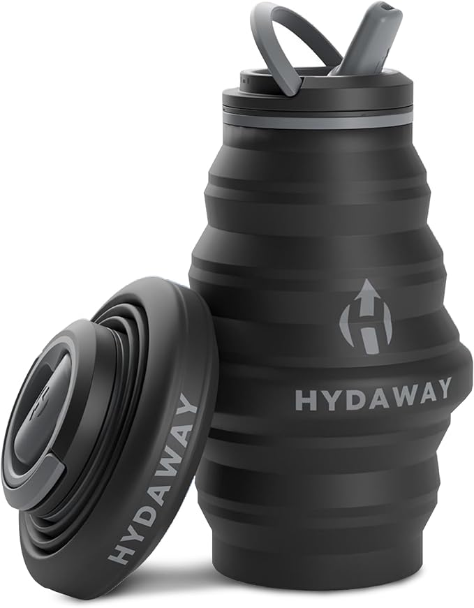 HYDAWAY Hydration Travel Pack - 17oz Collapsible Water Bottle with Flip-Top Lid and Protective Travel Case - BPA-Free, Leak-Resistant, and TSA-Friendly for Commuting, Hiking, and Traveling